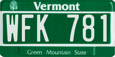 VT license plate WFK781
