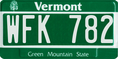VT license plate WFK782