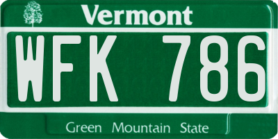 VT license plate WFK786