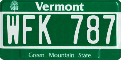 VT license plate WFK787