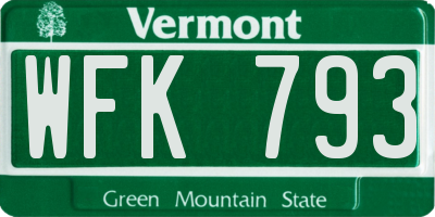 VT license plate WFK793