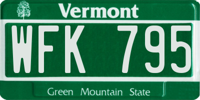 VT license plate WFK795