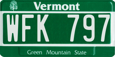 VT license plate WFK797