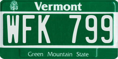 VT license plate WFK799