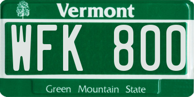 VT license plate WFK800