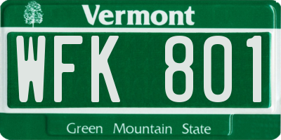 VT license plate WFK801