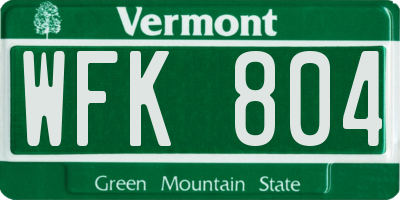 VT license plate WFK804