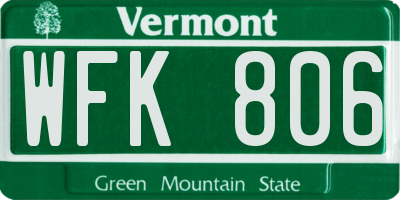 VT license plate WFK806
