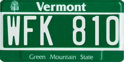 VT license plate WFK810