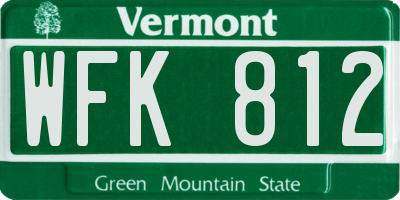 VT license plate WFK812