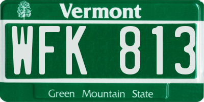 VT license plate WFK813