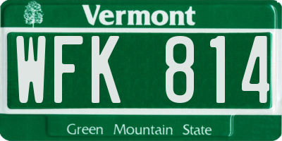 VT license plate WFK814