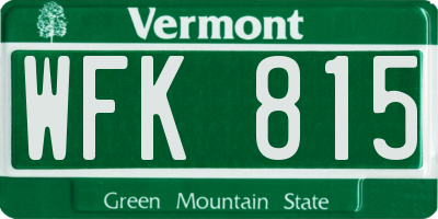 VT license plate WFK815