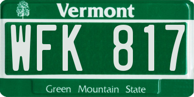 VT license plate WFK817
