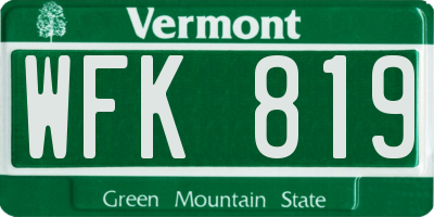 VT license plate WFK819