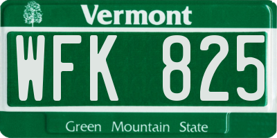VT license plate WFK825