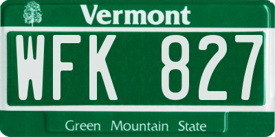 VT license plate WFK827