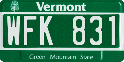VT license plate WFK831