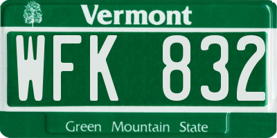 VT license plate WFK832