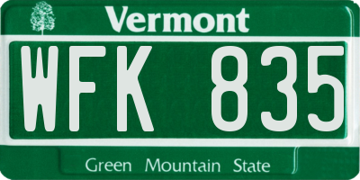 VT license plate WFK835