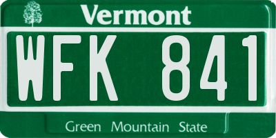 VT license plate WFK841