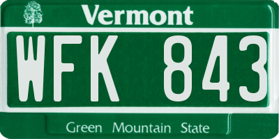 VT license plate WFK843