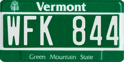 VT license plate WFK844
