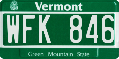 VT license plate WFK846