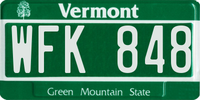 VT license plate WFK848
