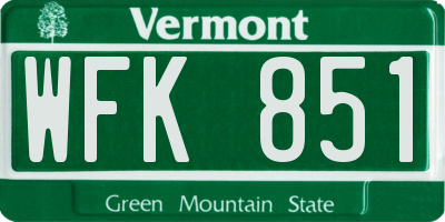 VT license plate WFK851
