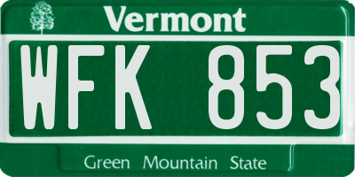VT license plate WFK853