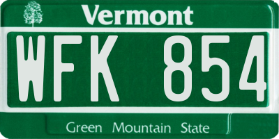 VT license plate WFK854