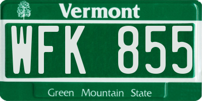 VT license plate WFK855