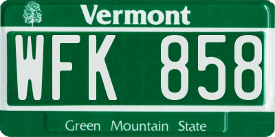 VT license plate WFK858