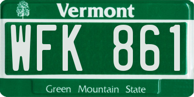 VT license plate WFK861
