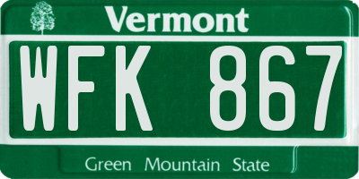 VT license plate WFK867