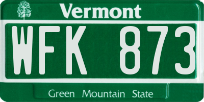 VT license plate WFK873
