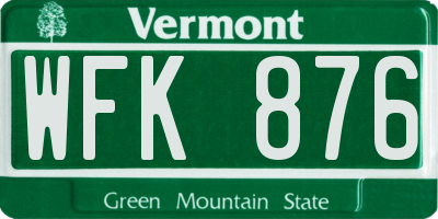 VT license plate WFK876