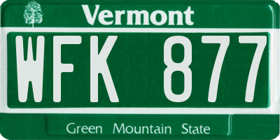 VT license plate WFK877