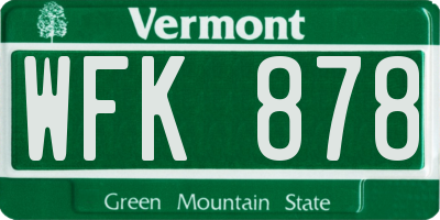 VT license plate WFK878