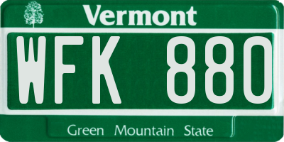 VT license plate WFK880