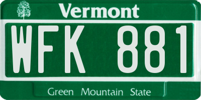 VT license plate WFK881