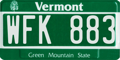 VT license plate WFK883