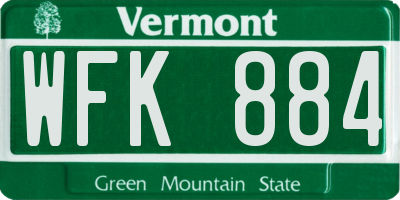 VT license plate WFK884