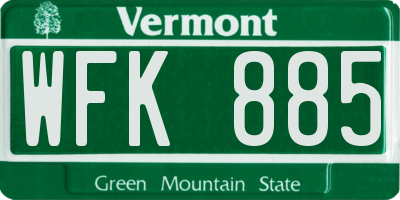 VT license plate WFK885