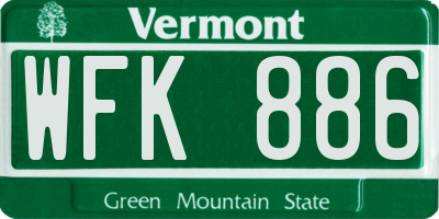 VT license plate WFK886