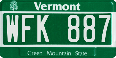 VT license plate WFK887