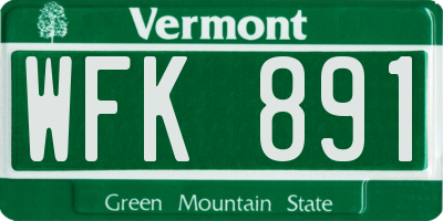 VT license plate WFK891