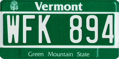 VT license plate WFK894