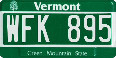 VT license plate WFK895